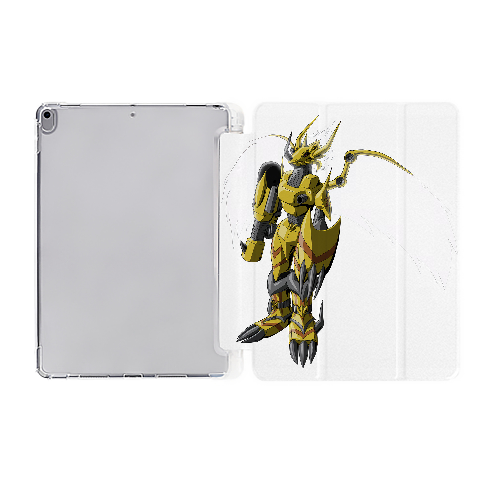 （画像用） Digimon デジタルモンスター/デジモン IPad ケース ペン収納付き 三つ折りスタンド PUレザー×シリコン 対応機種9.5/10.5/10.9インチ